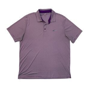 Greg Norman Polo Shirt Mens XL Mulberry Purple White PlayDry Striped Golf